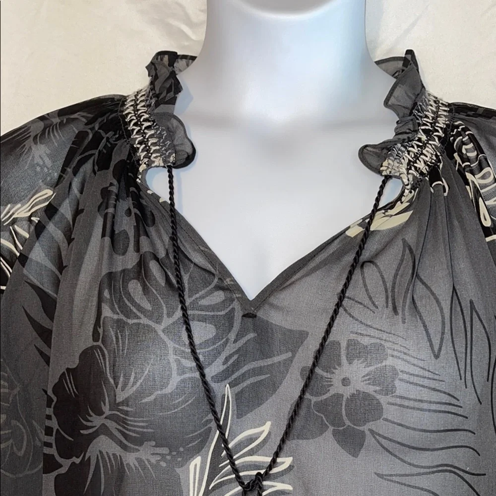CAbi Aloha Black Long Sleeve Sheer Ruffled Blouse - Picture 10 of 16